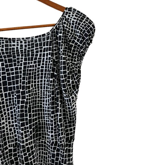 Kenneth Cole Reaction NEW Black & White Tribal Print Midi Dress Size L - Picture 10 of 15